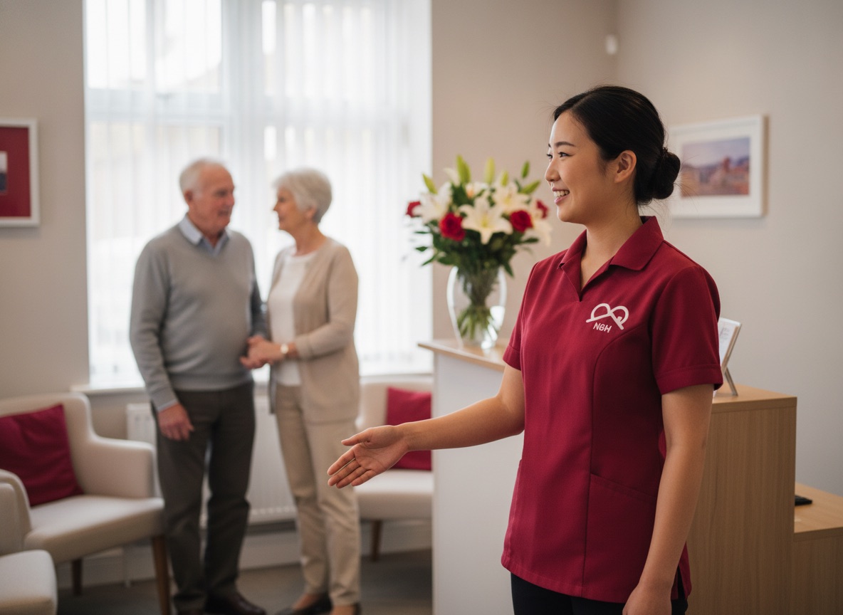 NBH Care team member welcoming visitors to the Wellingborough home care office